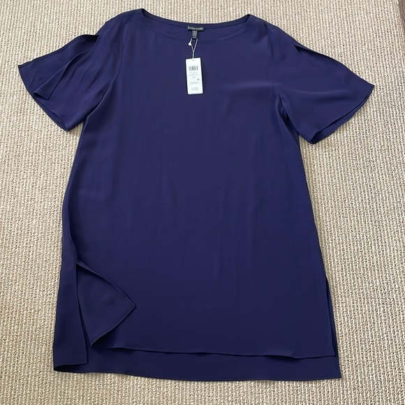 EILEEN FISHER Tunic Bateau neck purple Large with side and sleeve slits NWT - Picture 2 of 12